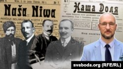 Фотакаляж. Зьлева направа: Карусь Каганец, Вацлаў Іваноўскі, Аляксандар Уласаў, Францішак Умястоўскі, Віктар Корбут.