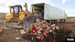 Зьнішчэньне беларускіх харчоў у Арэнбускай вобласьці ў 2015 годзе.