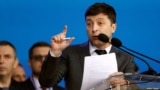 Ukraine – Presidential candidate Volodymyr Zelenskiy attends a policy debate with his rival, Ukraine's President Petro Poroshenko, at the National Sports Complex Olimpiyskiy stadium in Kyiv, April 19, 2019