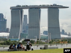 Хмарачосы гатэлю Marina Bay Sands у Сынгапуры