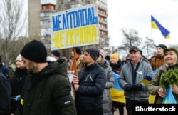 Акцыя пратэсту супраць расейскай акупацыі. Мелітопаль, сакавік 2022