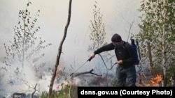 Тушэньне пажараў у Сарненскім раёне Ровенскай вобласці Ўкраіны, 9 верасьня 2024