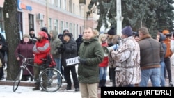 Андрэй Шарэнда падчас мінулай акцыі недармаедаў у Берасьці