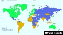 Мапа свабоды прэсы ў 2014 годзе