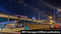 Разбураны мост на Нямізе ў Менску