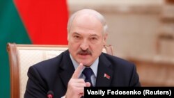 BELARUS - Belarussian President Alexander Lukashenko speaks during a meeting with the media in Minsk, Belarus December 14, 2018