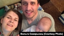 Павал Севярынец і жонка Вольга, сын Францішак, архіўнае фота