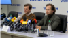 Ukraine - Anton Radniankou and Ivan Kraucou at a press conference in Kyiv, 8Sep2020