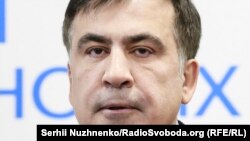 Міхэіл Саакашвілі на прэсавай канфэрэнцыі ў Кіеве 5 студзеня 2018 году